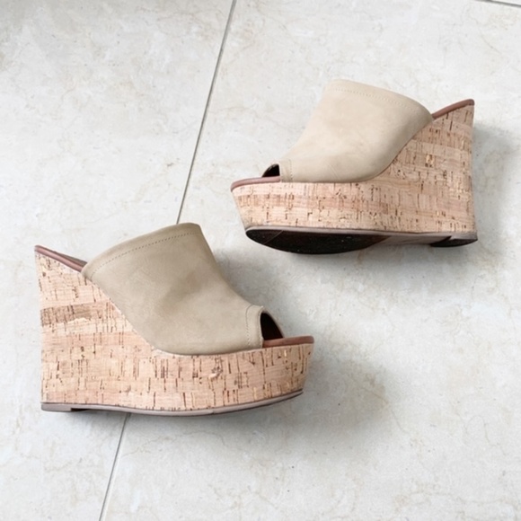 Bonnibel Shoes - Bonnibel Nude Slip on Platform Wedge Size 8